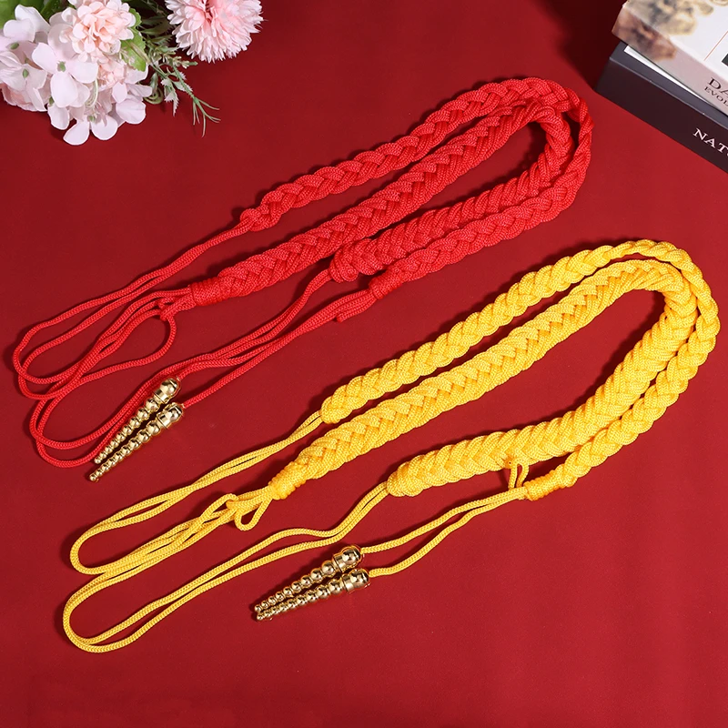 1Pc Red/Yellow Aiguillettes Wire Cord Or 2Pcs Yellow Pendants For Uniform Cosplay Costume DIY Clothes Decoration