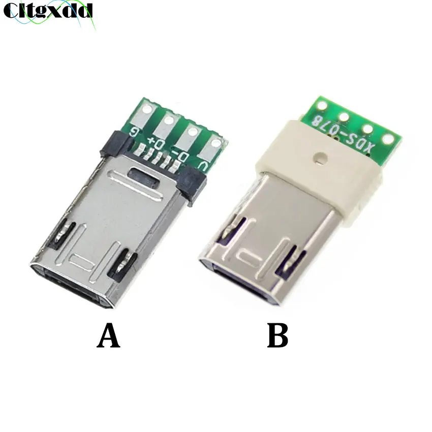 

Cltgxdd 10 Pieces Micro USB 5Pin 5P Male Plug Charging Port Connector With PCB Solder Plate Double-Sided 4Pin Welding Wire Board