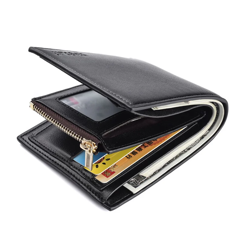 PU Leather Men's Two-fold Short Wallet Multi-card Card Holder Multifunctional Business Coin Purse Multi-compartment Money Clip