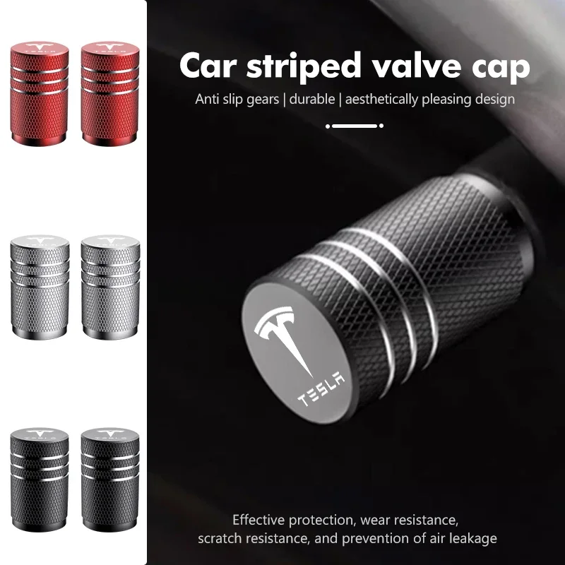 4PCS Car Wheel Tire Valve Caps Metal Universal Accessories For Tesla Model 3 S X Y Roadster