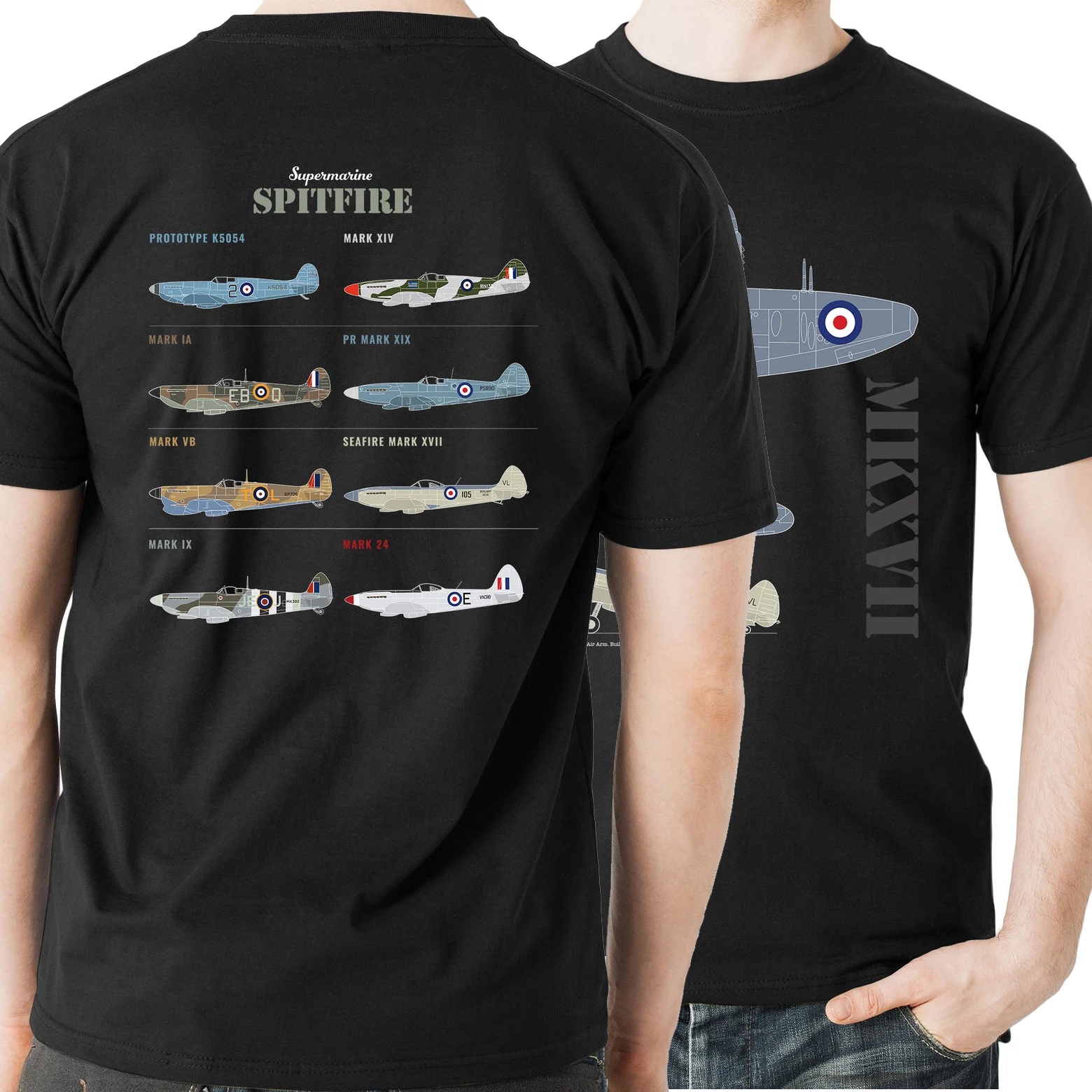 RAF-Camiseta Supermarine Seafire MK XVII Spitfire Fighter para hombre, Camiseta 100% de algodón con cuello redondo, camiseta informal de manga corta para verano