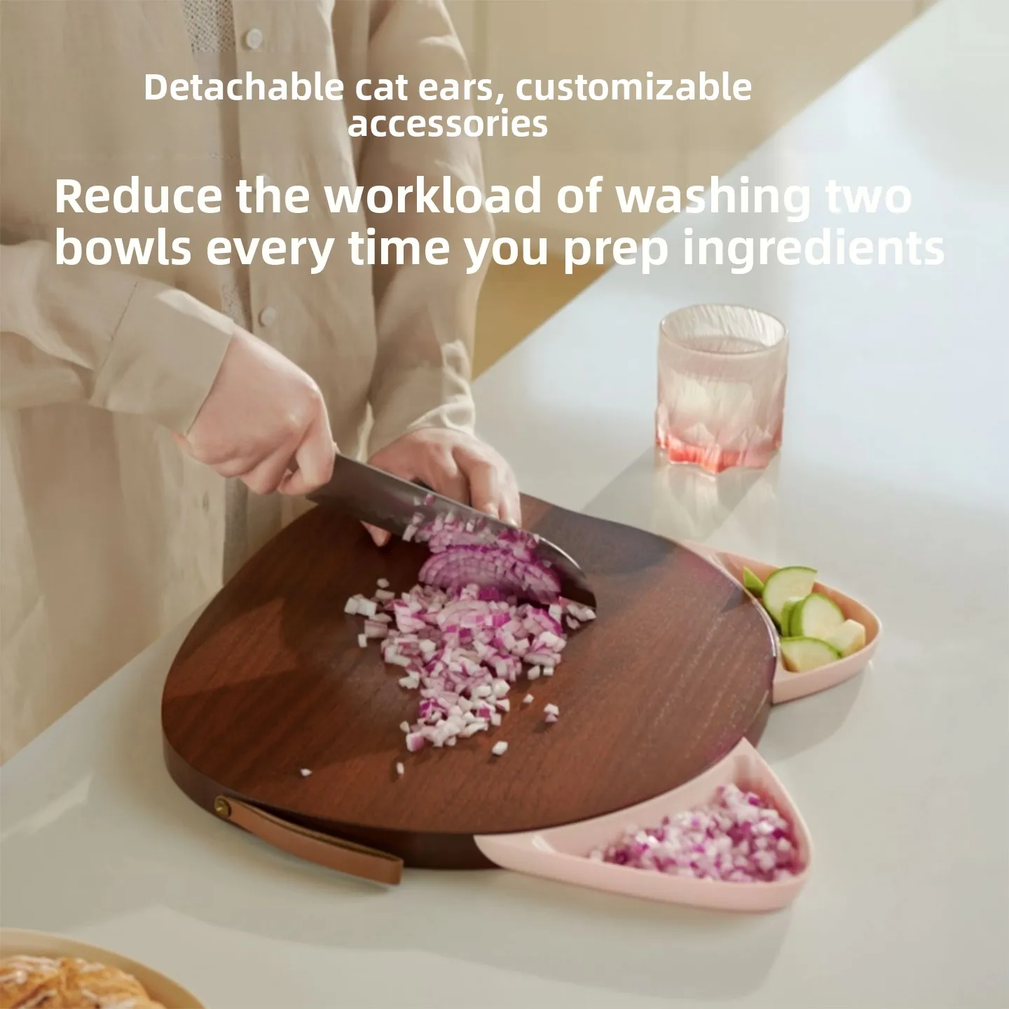 Cat Ear Ebony Cutting Board Household Kitchen Double Sided Cutting Bo ard