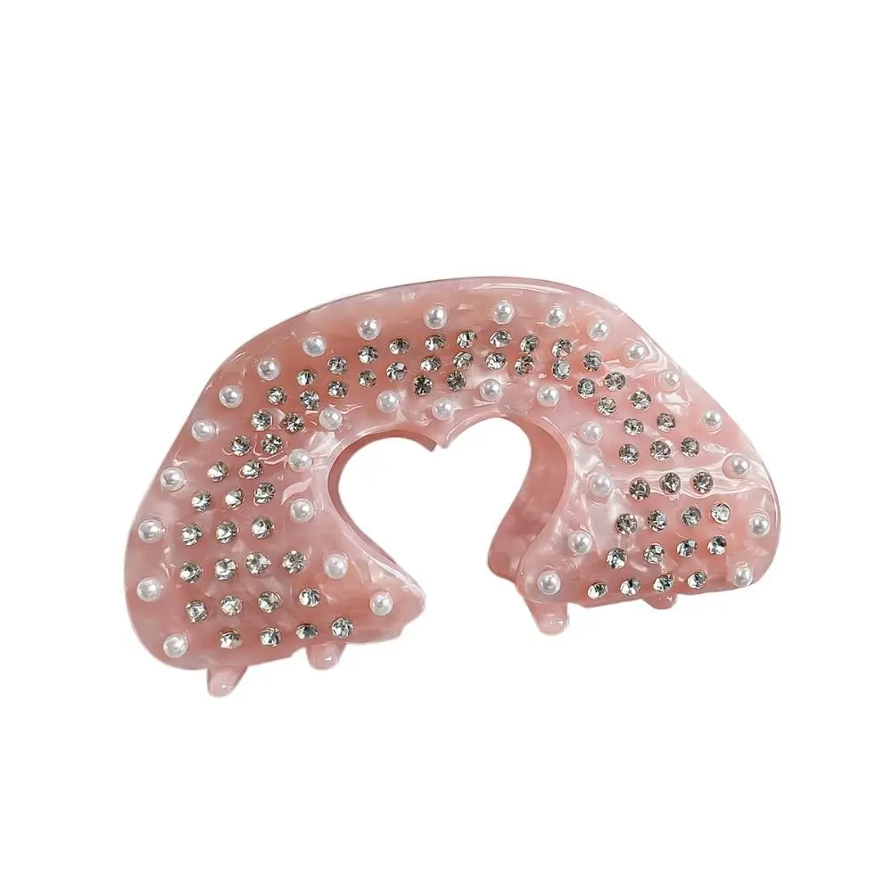 Exquisite Vintage Vermilion Lips Hair Claw Elegant Non-slip Hollow Heart Hair Clip Jewelry Acrylic Rhinestone Shark Clip Girls