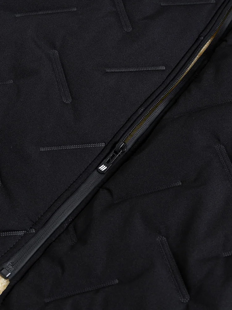 Mittellange, mit Fleece gefütterte Parkas für Herren, lange warme Winterjacke, lässige gesteppte, gepolsterte Jacken, einfarbig, dicke Outdoor-Oberbekleidung – Detail 9