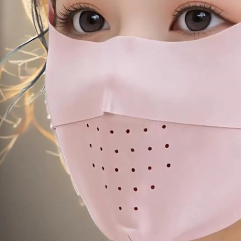 フェイスガード シームレスな通気性のある穴デザイン 日焼け止め 3D スリムデザイン フェイスガード UPF 50 通気性のあるアイスシルク生地 フェイスプロテクター