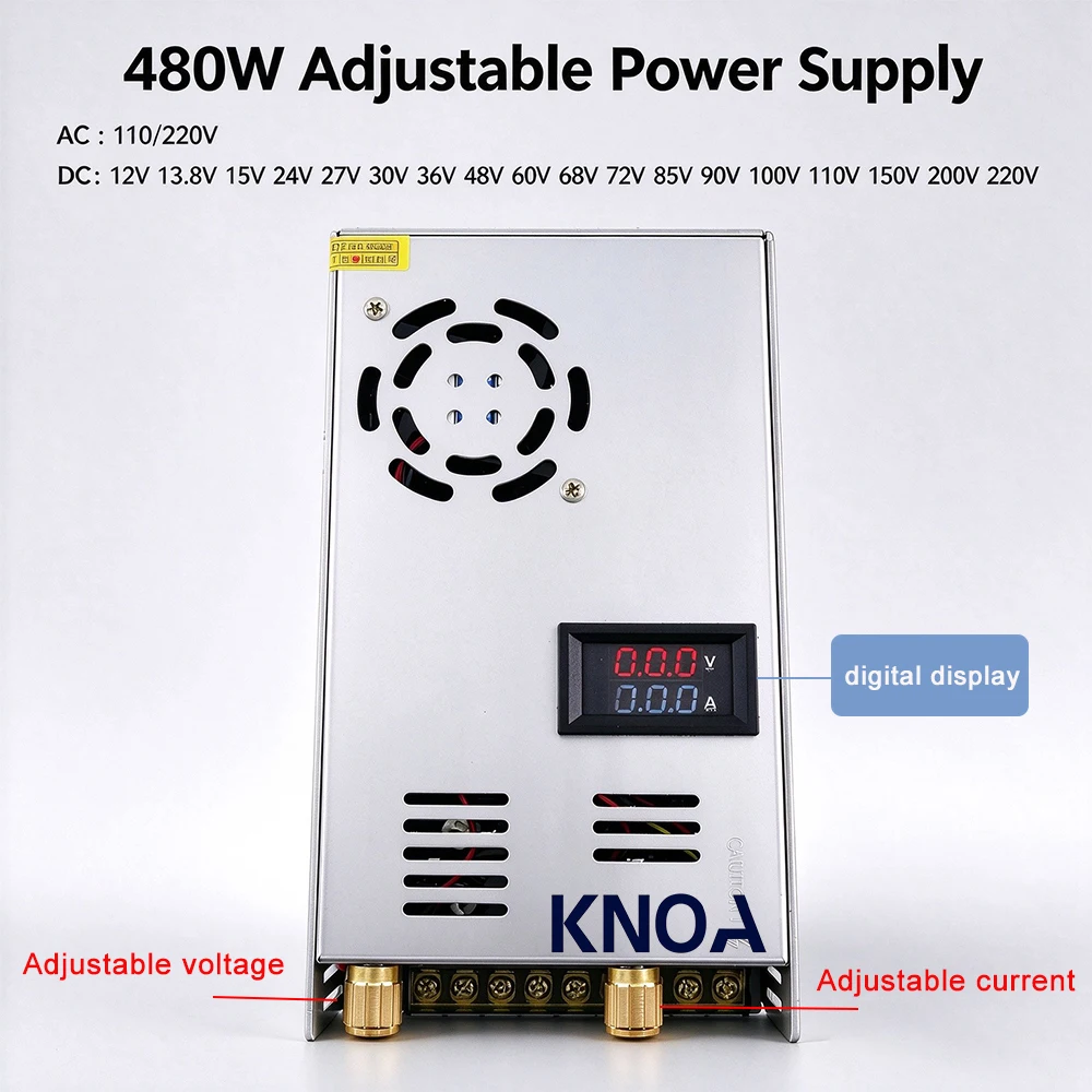 480W DC Power Supply AC 110V 220V To DC 5V 12V 24V 36V 48V 60V 100V 150V 200V Digital Adjustable Voltage Power Supply SMPS