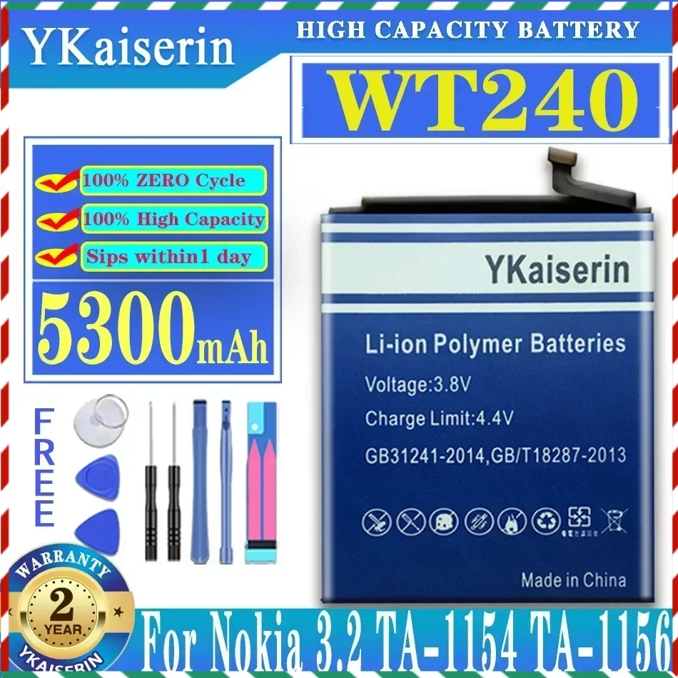 

Аккумулятор YKaiserin для мобильного телефона Nokia 3.2 TA-1156 TA-1159 TA-1164 5300 мАч WT240 WT 240 + подарочные инструменты