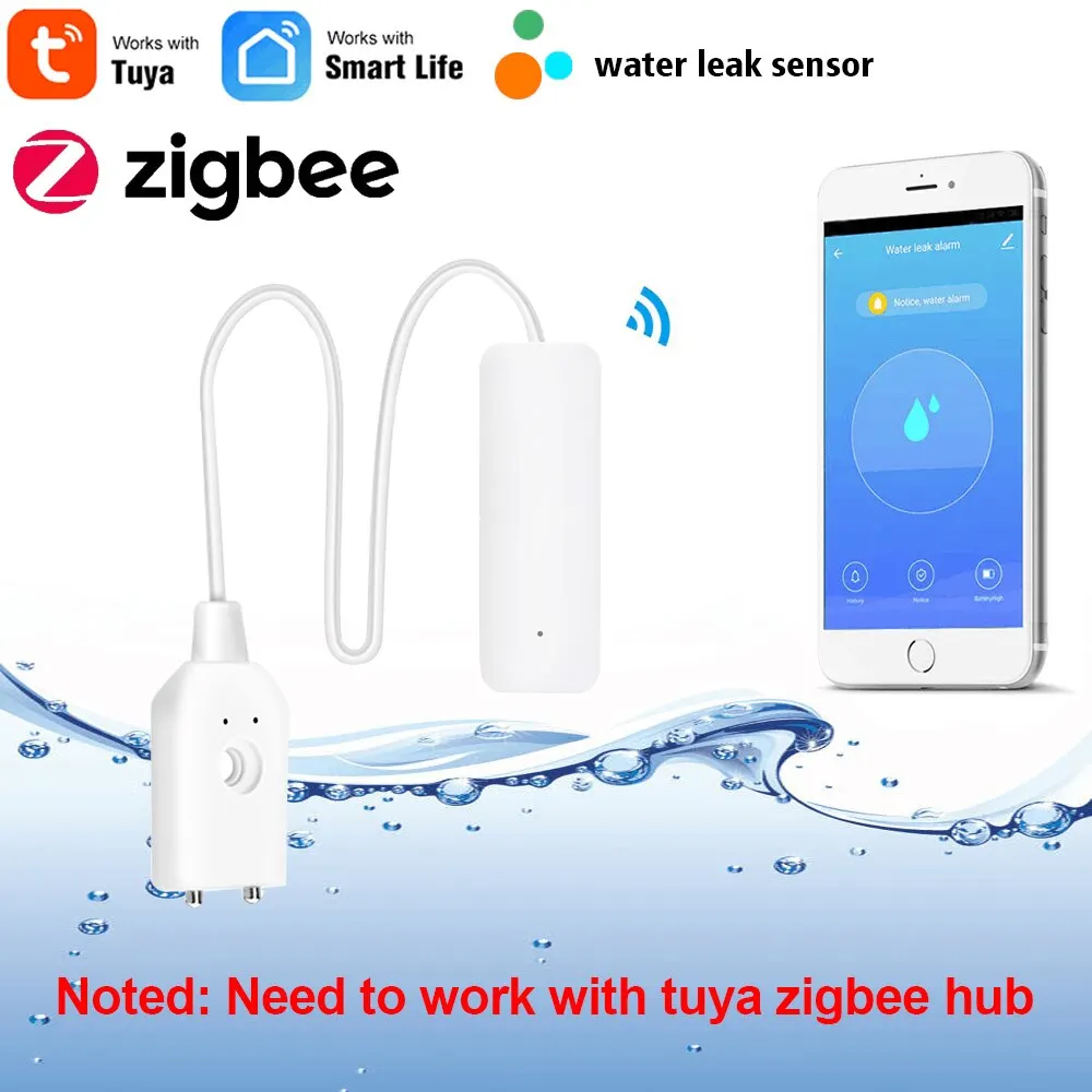 Sensor inteligente de fugas de agua, alarma de inundación, funciona con Zigbee Hub, Tuya, TY007