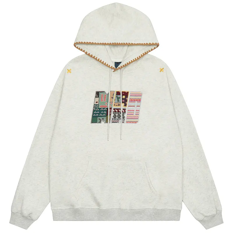 Harajuku Men Hoodies Y2K Streetwear Vintage Embroidered Retro Graphic Hooded Sweatshirt Streetwear Hip Hop Baggy Pullover Tops