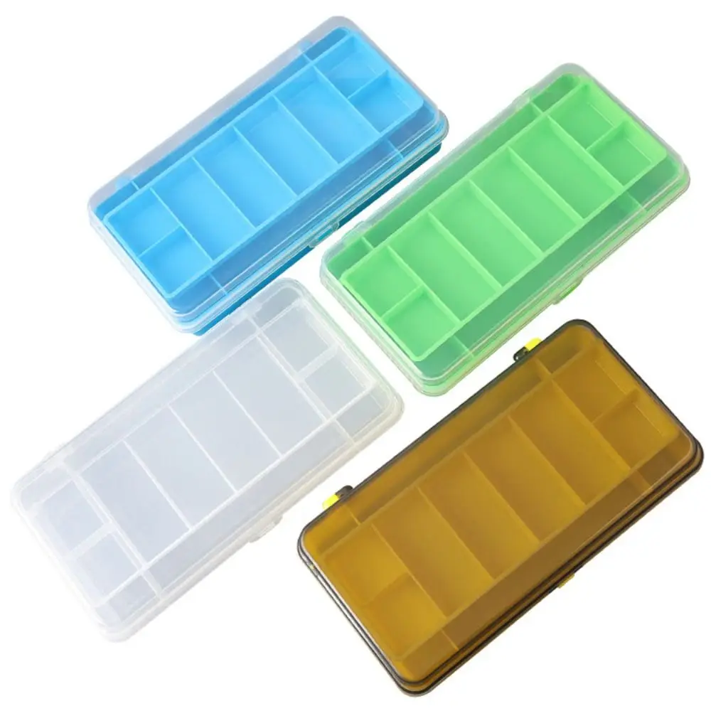 PP صندوق معالجة الصيد أخضر أزرق أصفر شفاف ذات الطابقين حقيبة للتخزين 11 مقصورة إغراء هوك صناديق اكسسوارات الصيد #3