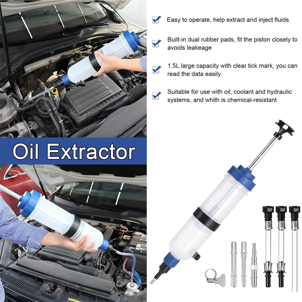 Car Syringe Oil Pump Extractor Fluid Pump Evacuator for Automotive Applications Auto Brake Fluid Changes Hand Oil Vacuum Pump