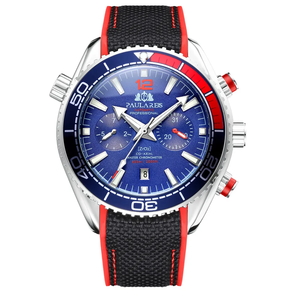 PAULAREIS P Luxus Männer Automatische Selbst Wind Mechanische Uhr für Männer Kautschukband Wasserdicht Leucht Datum Mode Herren Uhren 10