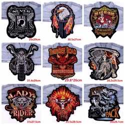 Large Embroidered Patches On Clothes Motorcycle Biker Patch Iron On Patches For Clothing DIY Punk Back Embroidery Sew Badges