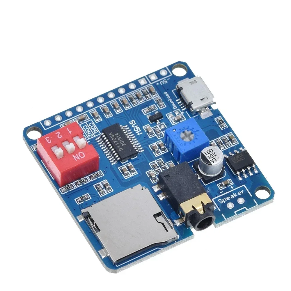 Voice Sound Playback Module Arduino MP3 Player Module UART I/O Trigger Class D Amplifier Board 5W 8M Storage DY-SV8F SD/TF Card