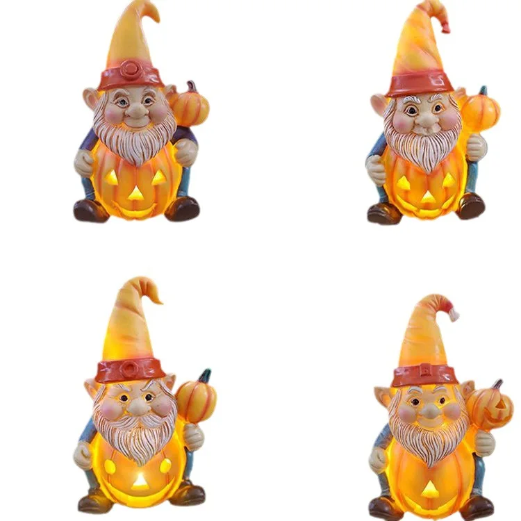 2024 Million Holy Day Pumpkin Old Man Statue Resin Handicraft Ornament Pumpkin Lamp Tabletop Ornament Luminous Ornament