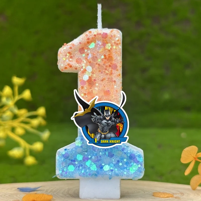 Bat Superhero Theme Candle Number 0-9 Kids Birthday Cake Decoration Supplies Cute Cartoon Anime Party Accessories Supplies