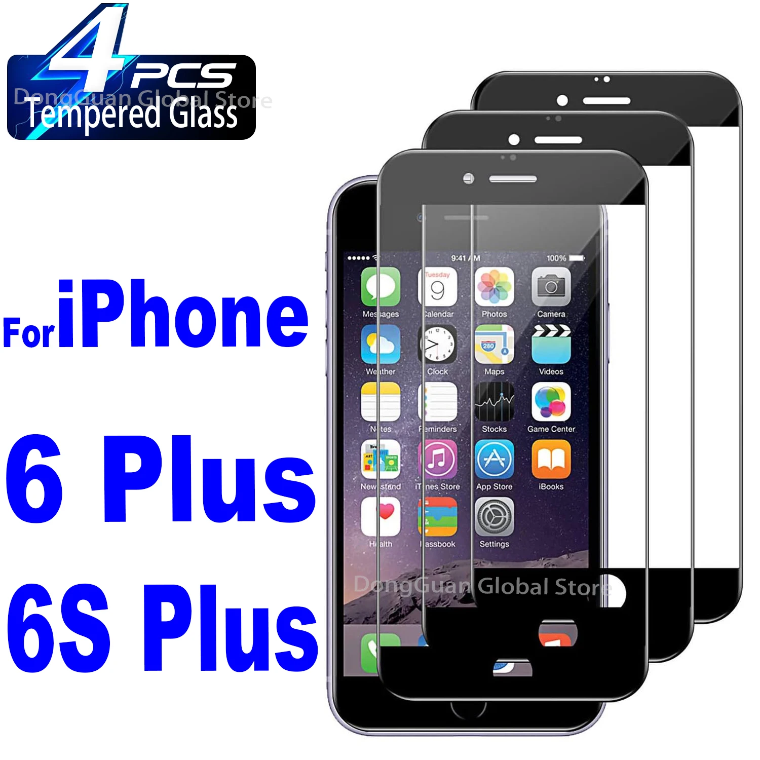 

For iPhone 6 Plus / 6S Plus Tempered Glass 1Pcs/4Pcs Black Screen Protector Glass Film