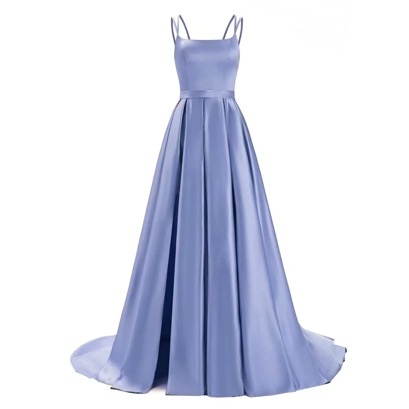 

GUXQD Ball Gown Evening Dresses Women Satin Spaghetti Straps Prom Party Gowns Court Train Formal robes de soirée Abendkleider