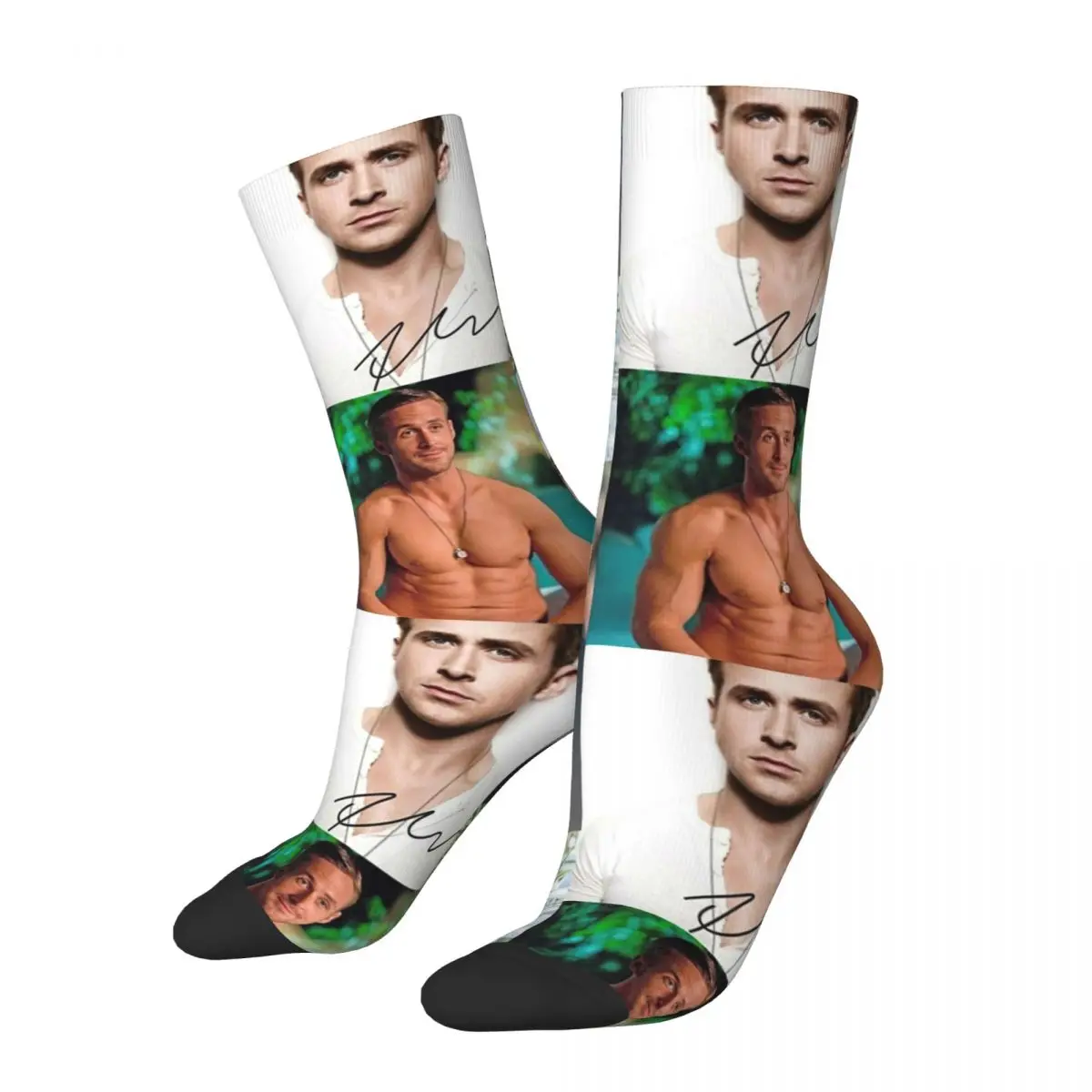 Cozy Women Men Socks Ryan Gosling Collage Accessories Super Soft Actor Movies High Quality Stockings All Season