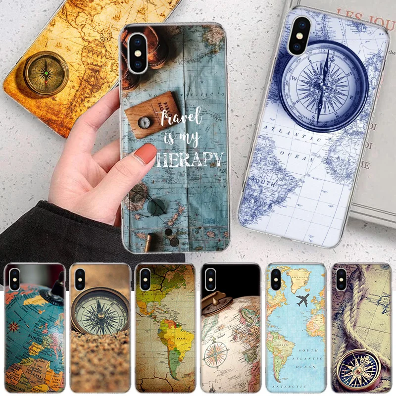 

Travel in the world map Plane plans Soft Phone Case For IPhone 11 13 16 Pro MAX 15 + 14 Plus 12 Mini X XS Apple 8 7 SE Fundas Co