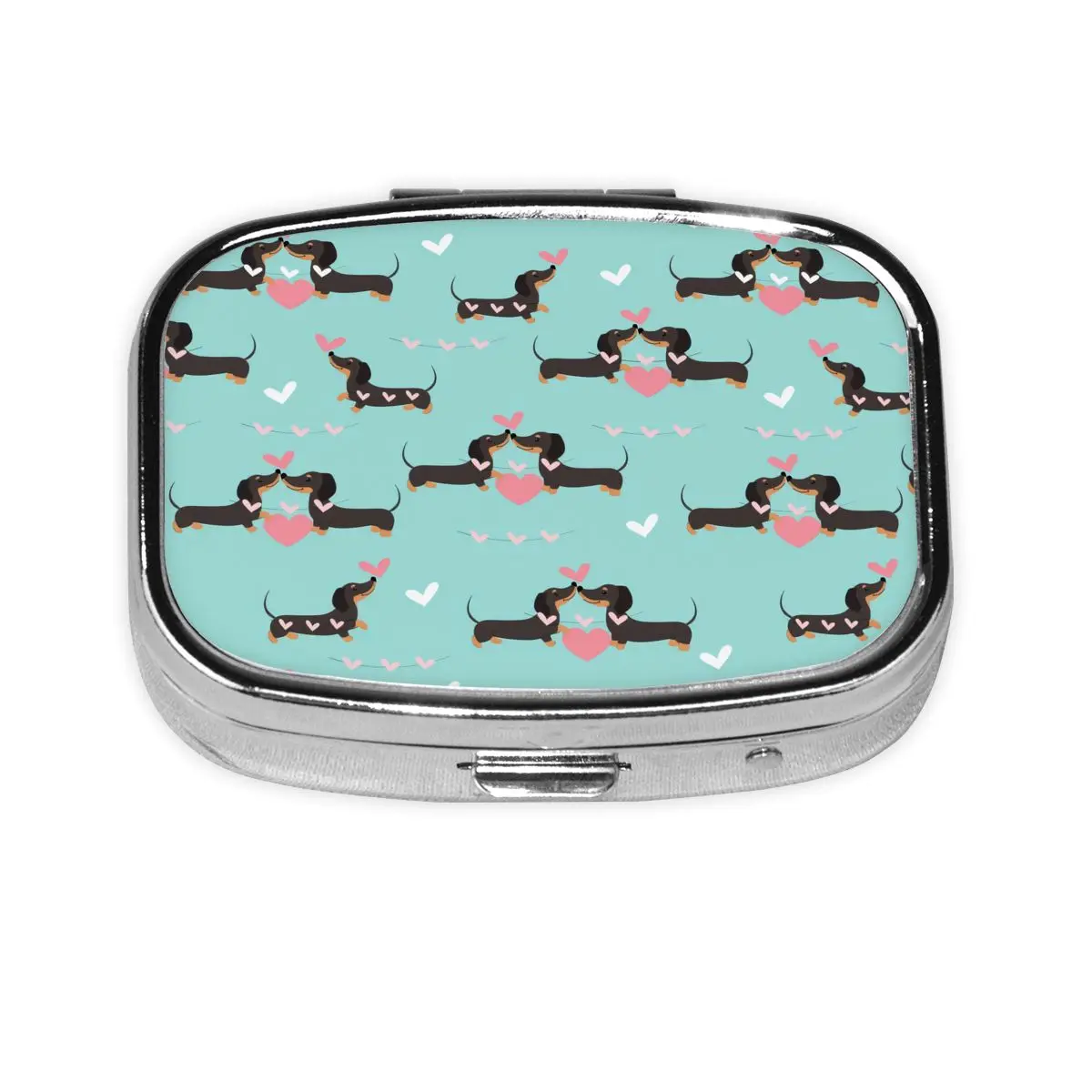 

Квадратные коробки для таблеток для собак, колбасы, 2 отделения, диспенсер для таблеток, такса, портативный дорожный ящик для хранения лекарств, контейнер