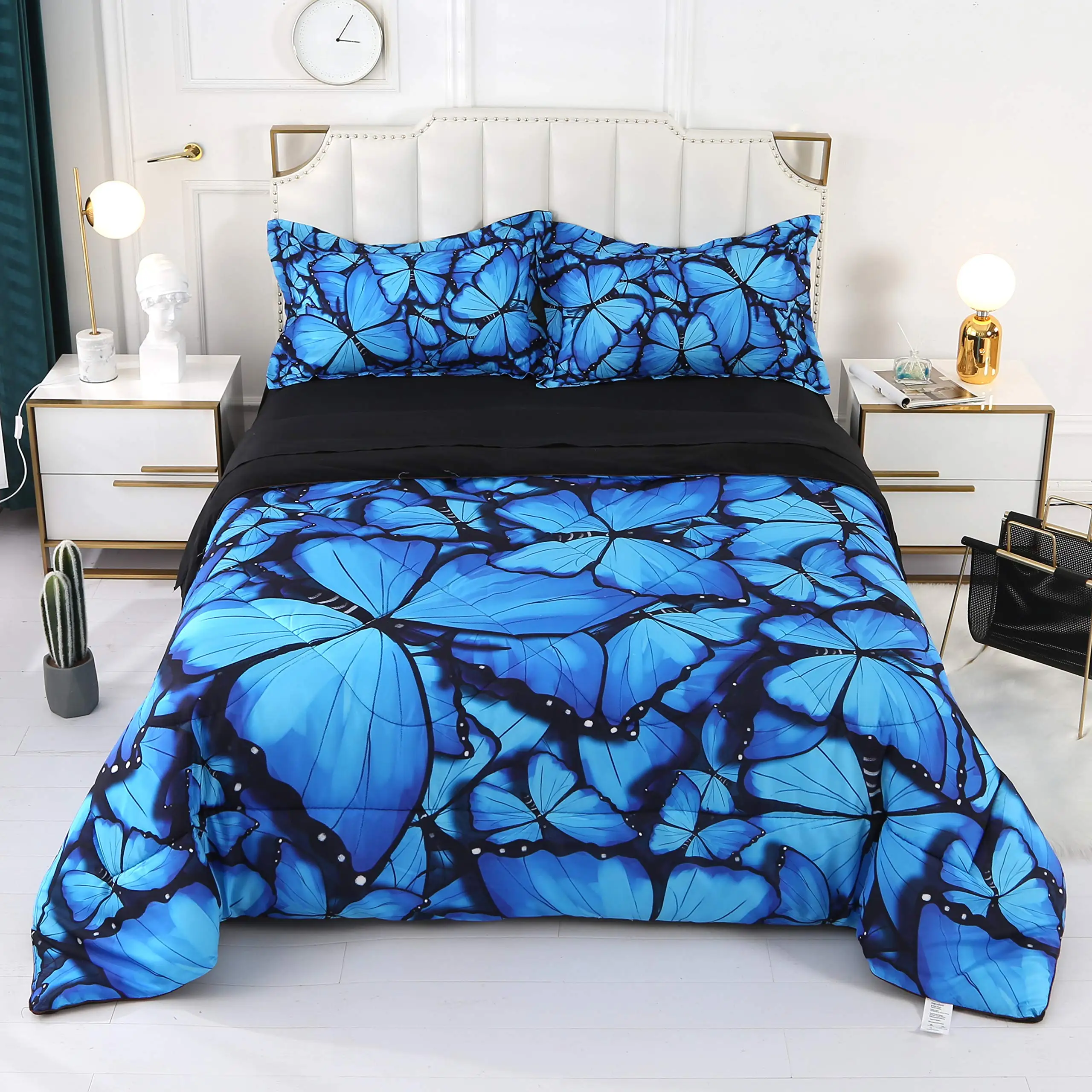 

Dark Butterfly Bedding Set Kids Girls Butterflies Duvet Cover Set Comforter Cover Set Bedroom Quilt Cover 3Pcs Full King Size