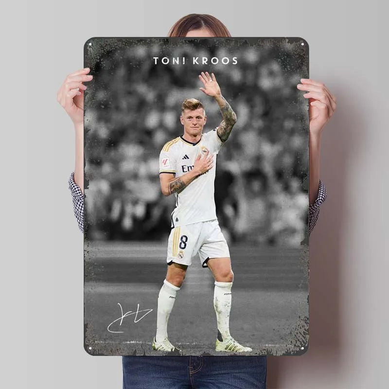 Toni Kroos Poster Soccer Sports Metal Signs Garage Decoration Living Room Custom Tinplate Sign for Wall Art Decoration Retro