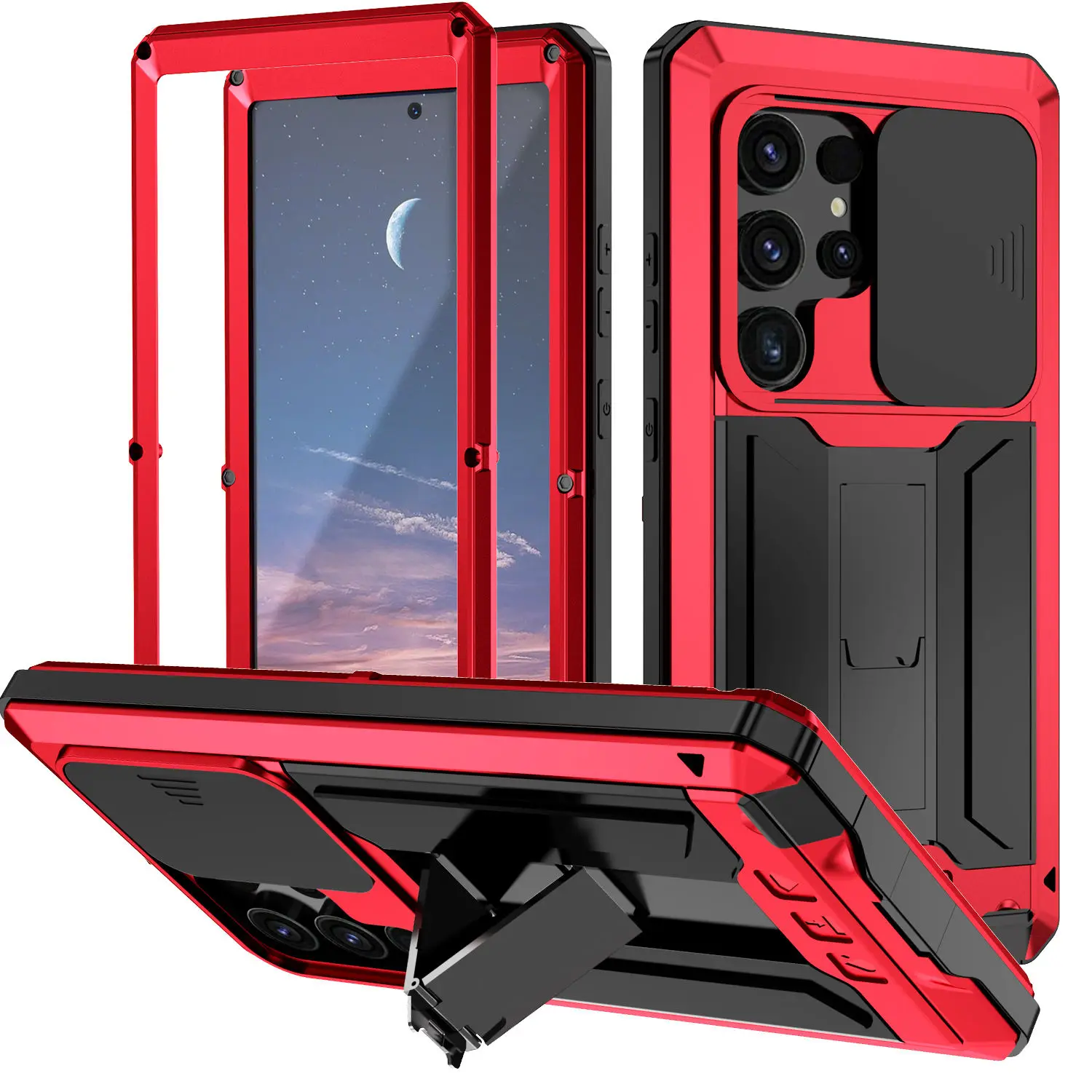 

for Samsung Galaxy S24 Ultra 5G Case, Military Grade Full-Body Rugged with Built-in Kickstand Slide Camera Protective Cover Case