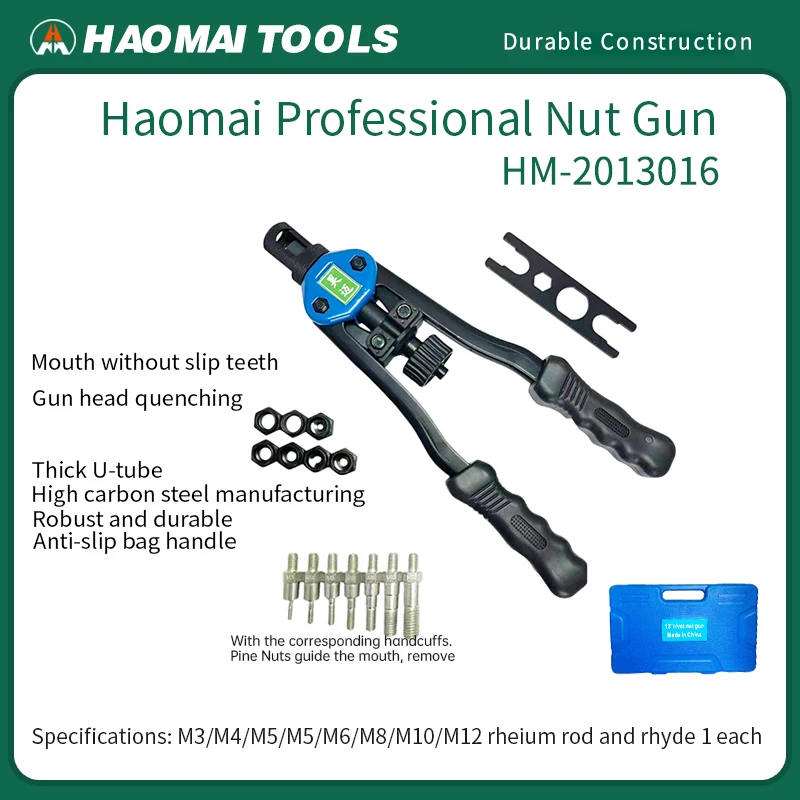 

HaoMai Manual And Semi-Automatic Rivet Gun for Rivet And Nut Fastening Handheld Riveting Tool for DIY And Professional Use