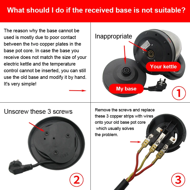 أجزاء غلاية كهربائية على شكل قرص مطاطي متعدد الاستخدامات من HUAHU؛ قاعدة عالمية لاستخدام الغلاية المنزلية.HUAHUA