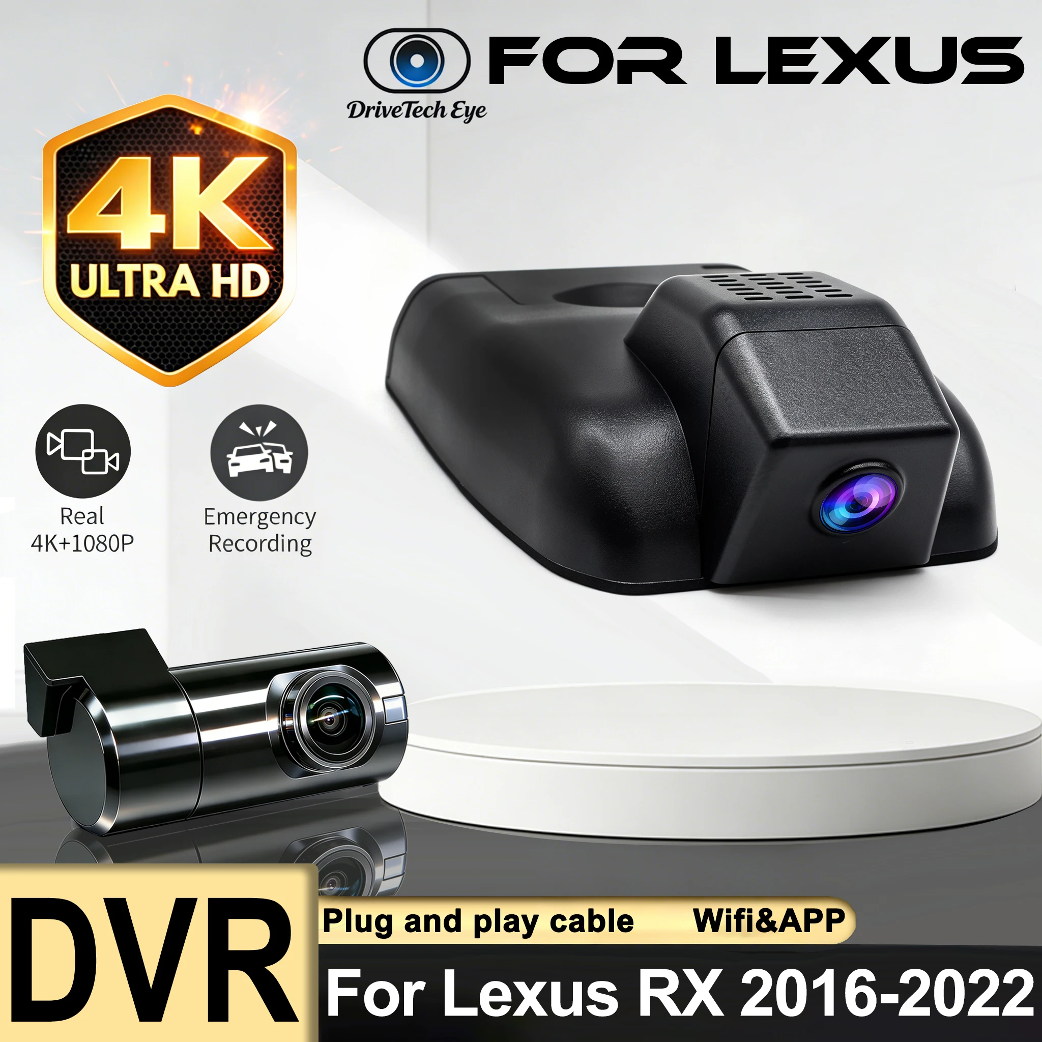 4K Car Wifi DVR Dash Cam Digital Video Recorder High Quality 24H Parking Monitoring For Lexus RX 2016-2020 2021 2022