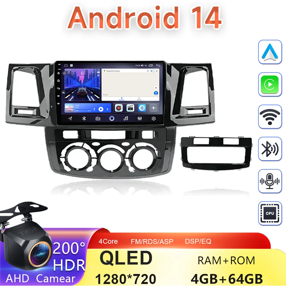 

Android 14 Car Radio for Toyota Fortuner 1 Hilux Revo Vigo 2005 - 2015 Multimedia Player Carplay Stereo RDS GPS DVD no 2Din BT