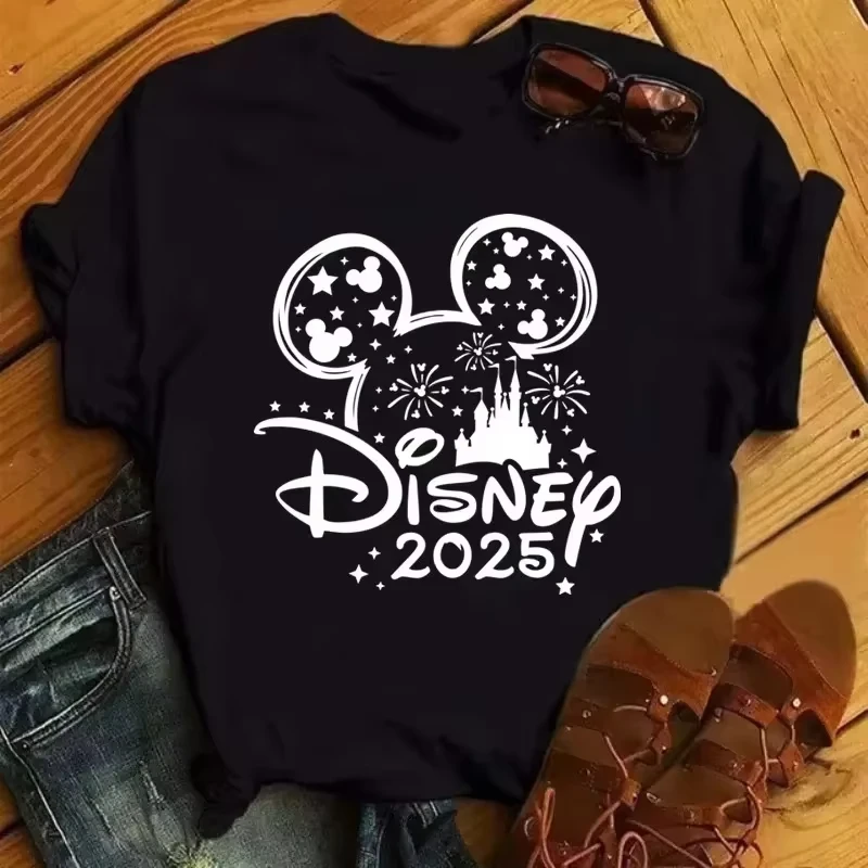 

2025 Kawaii Disney Trip Graphic T-shirt Cartoon Printed T Shirt Summer Female Casual Short Sleeve Streetwear White Tops Tees