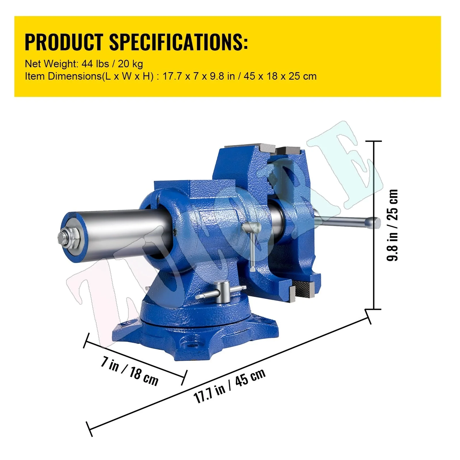 ملزمة مقعد متعددة الأغراض مقاس 6 بوصات 30 كيلو نيوتن شديدة التحمل مع 360 درجة °   قاعدة دوارة ورأس