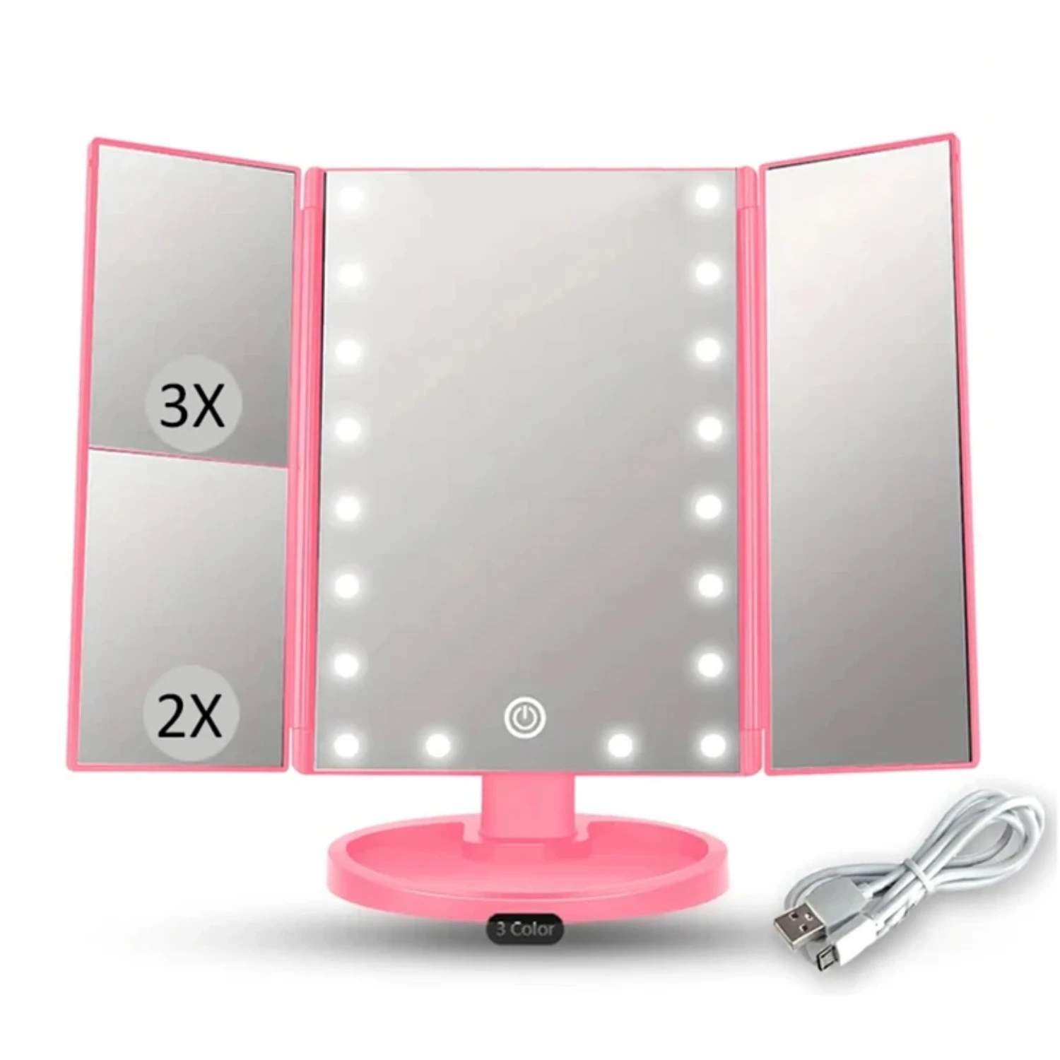 Luminous LED Makeup Mirror with 22 Sensor Lights - Portable & Foldable for Travel & Home Use