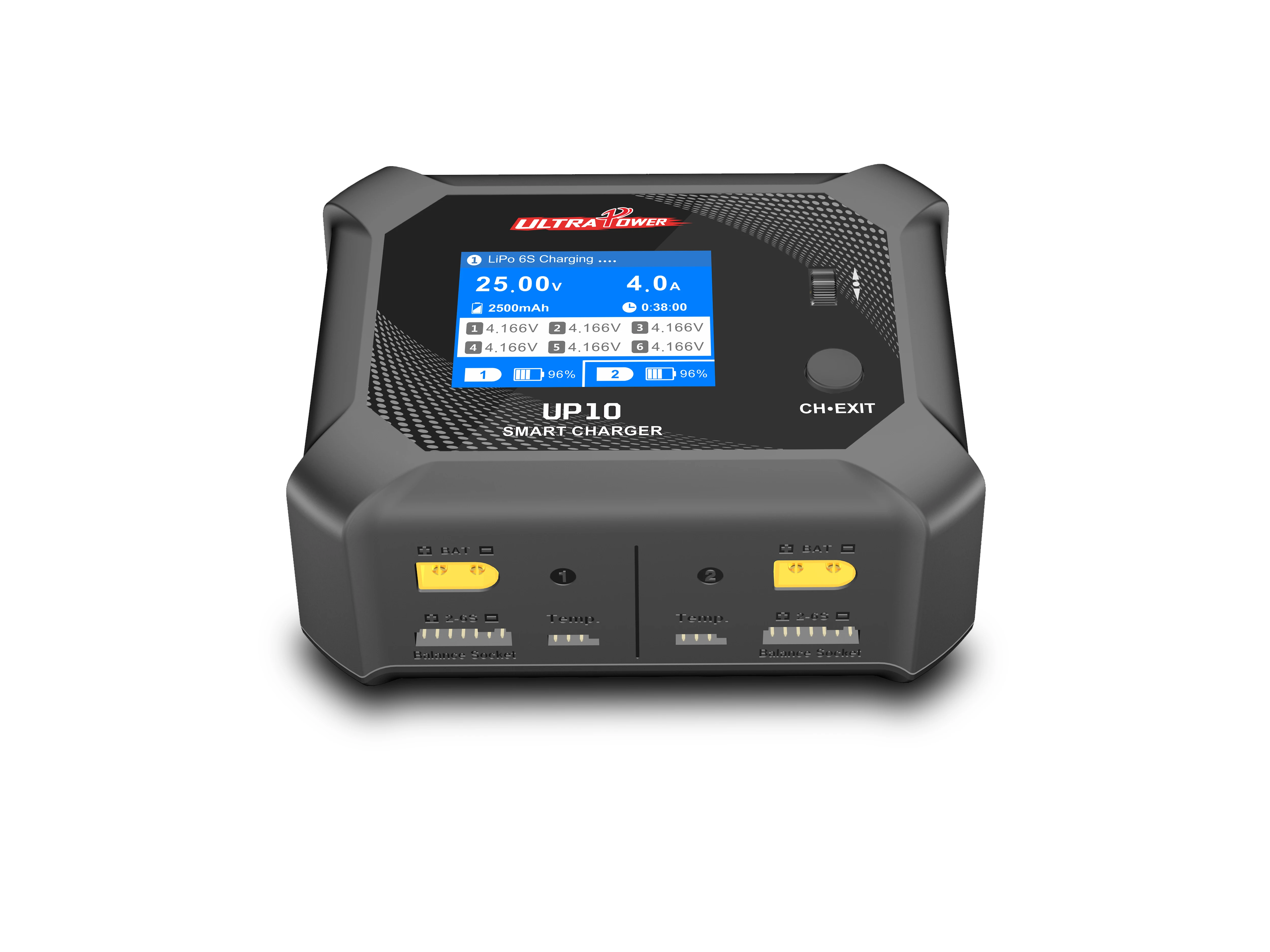 VoidFly UltraPower UP10 Balance Charger AC100W/DC200W 2.4 Inch Colorful Screen AC/DC Mode Dual-Channel For LiHv LiPo LiFe Lilon