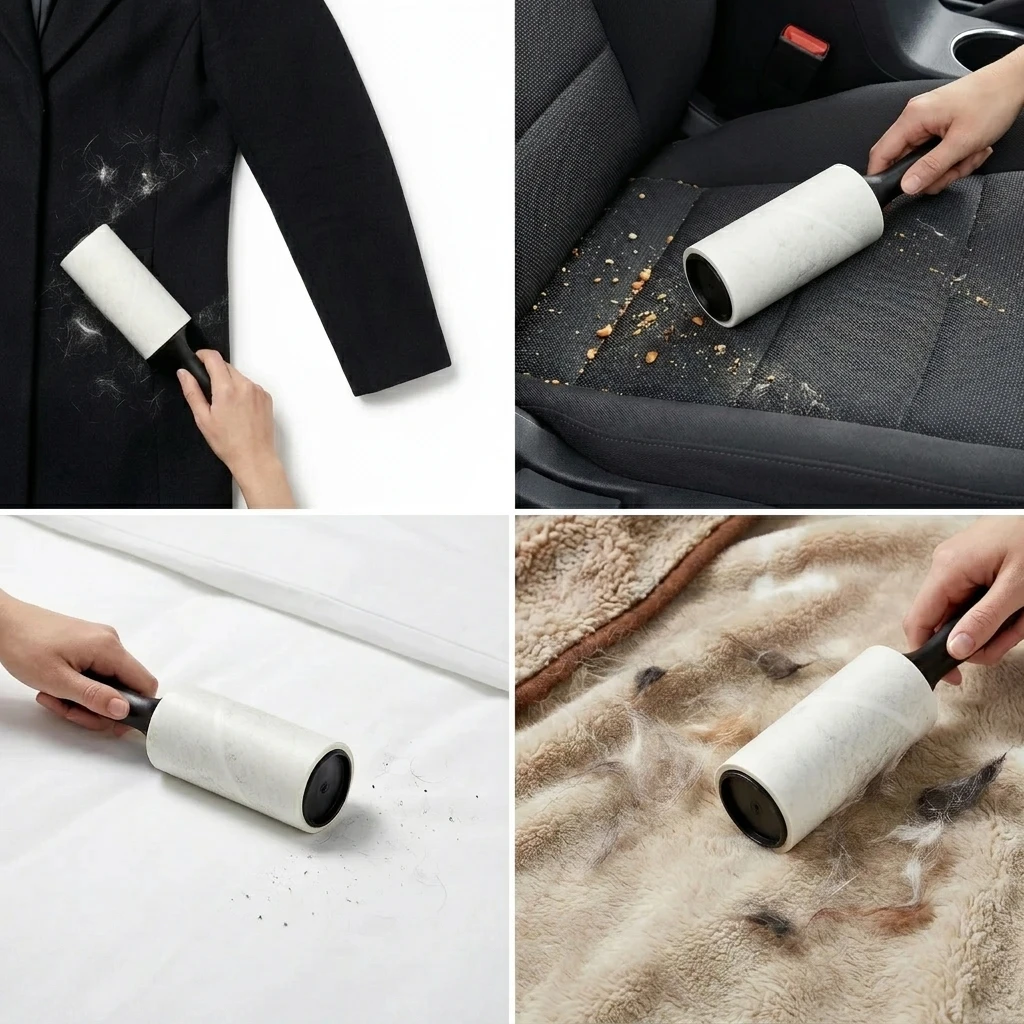 Rolo Removedor de Pelos de Animais Extra Adesivo para Roupas, Cães e Gatos, Ferramenta de Limpeza de Móveis, 60 Folhas/Rolo, Conjunto Recarregável