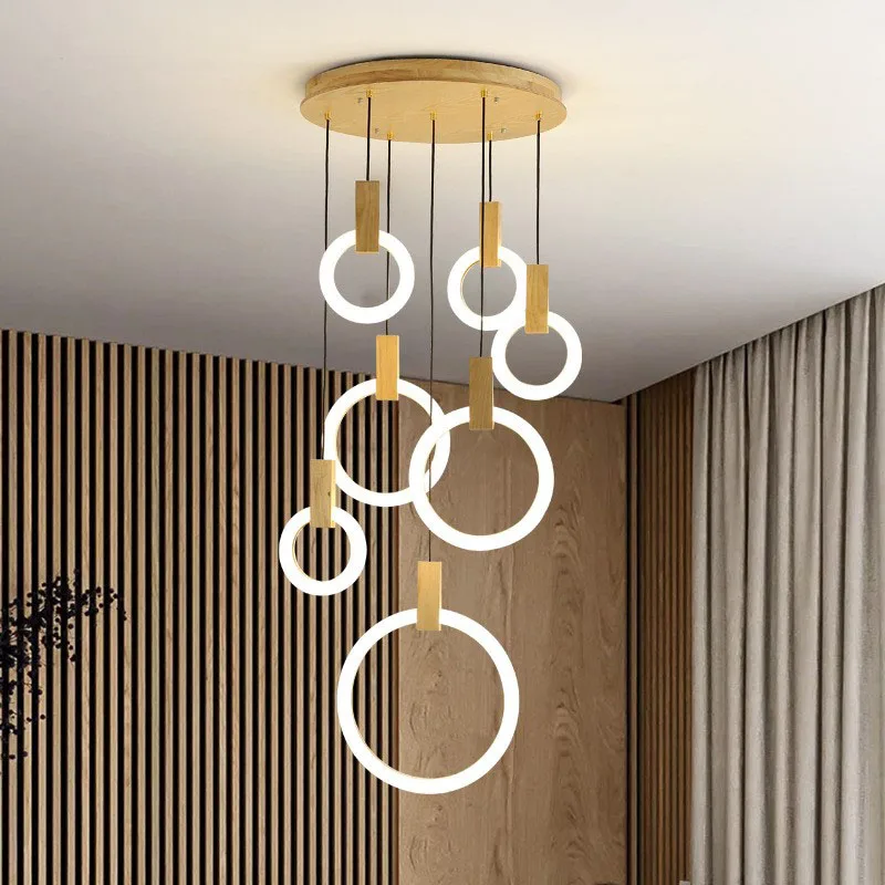 modern led chandelier for stairs luzes de teto luminarias de madeira luzes suspensas jantar lampadas pendant sala de estar 01