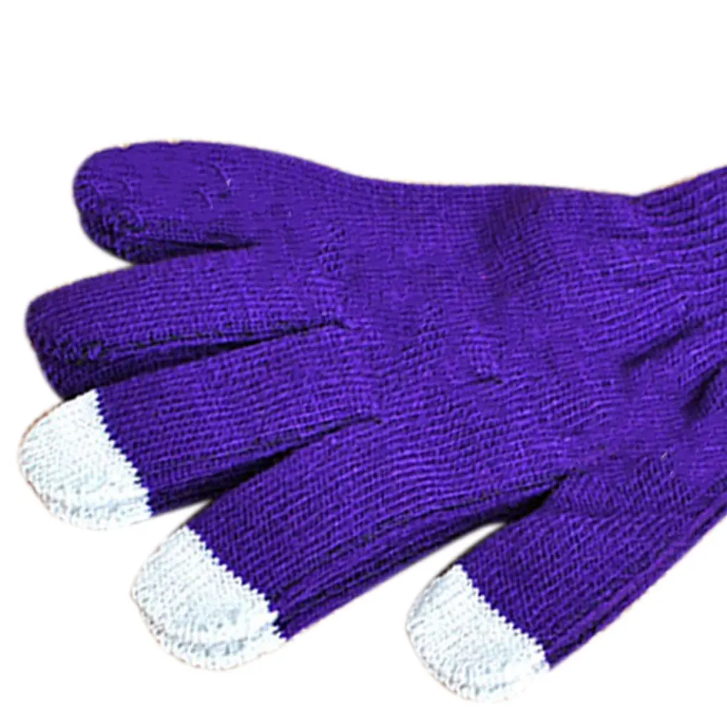 1 Pair Winter Autumn Gloves Women Girls Knit Touch Screen Anti-Slip Gloves Mittens Hand Warmer