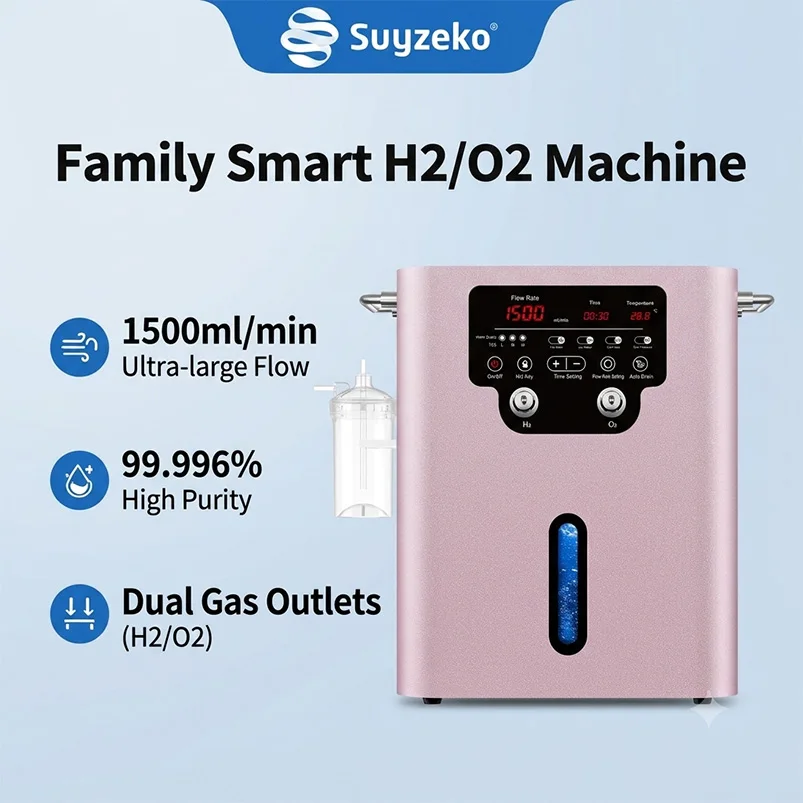 1500ml/min Hydrogen Inhalation Machine HHO Generator SPE PEM Molecular OxyHydrogen Generator High Purity H2 Inhaler Home Wellnes