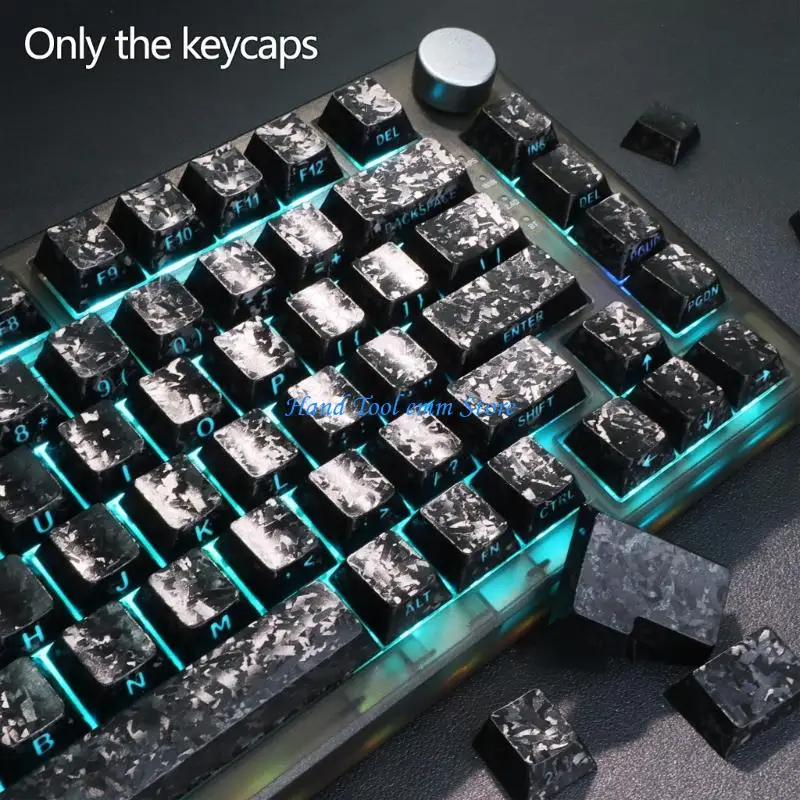 

H37F Premium Carbon Fiber Texture 2.0 Keycaps 140Keys Side Print Backlight For Most Mechanical Keyboards
