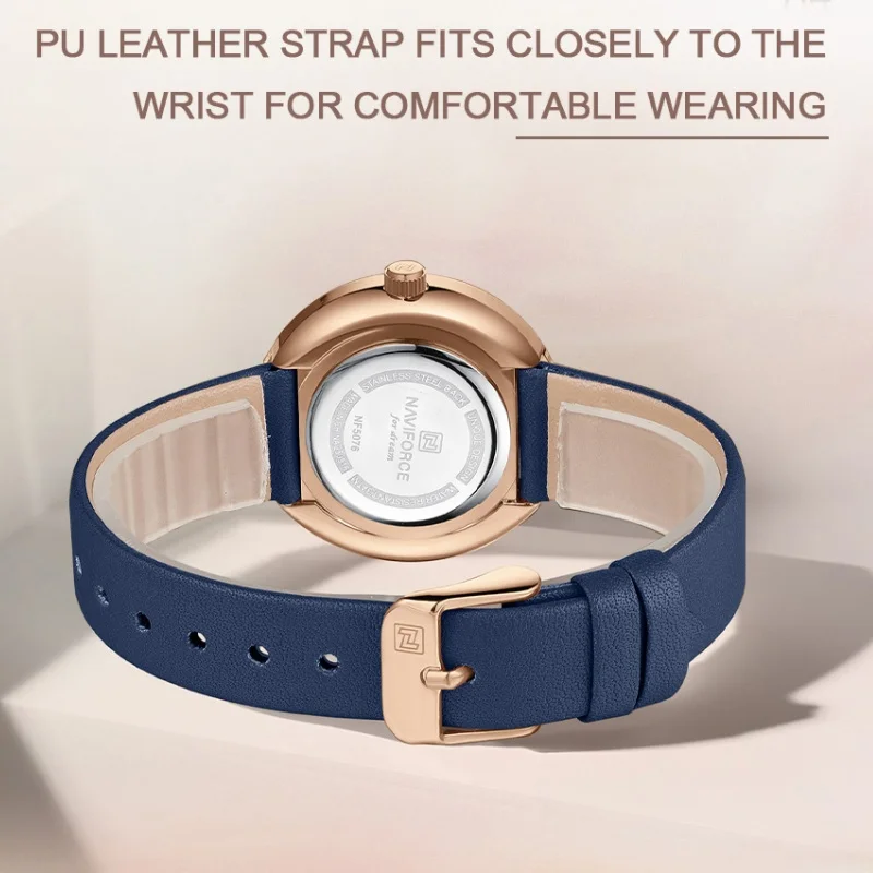 NAVIFORCE New Women Daily Quartz Watch Lightweight Floral Dial 3ATM Waterproof PU Strap Elegant Lady Wristwatch Relogio Feminino view 6