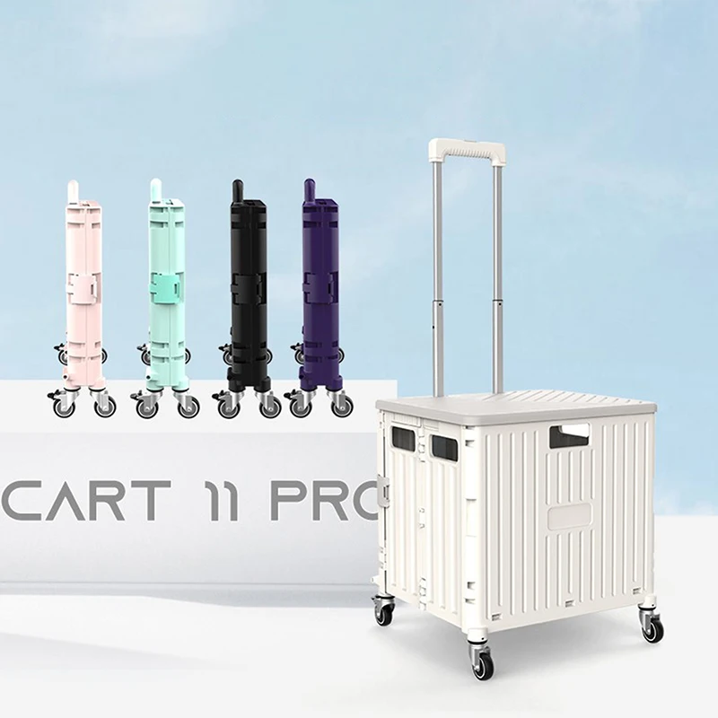 Portable Shopping Cart Outdoor Folding Hand Pushed Camping Cart Vegetable Basket Cart Trolley Shopping Cart