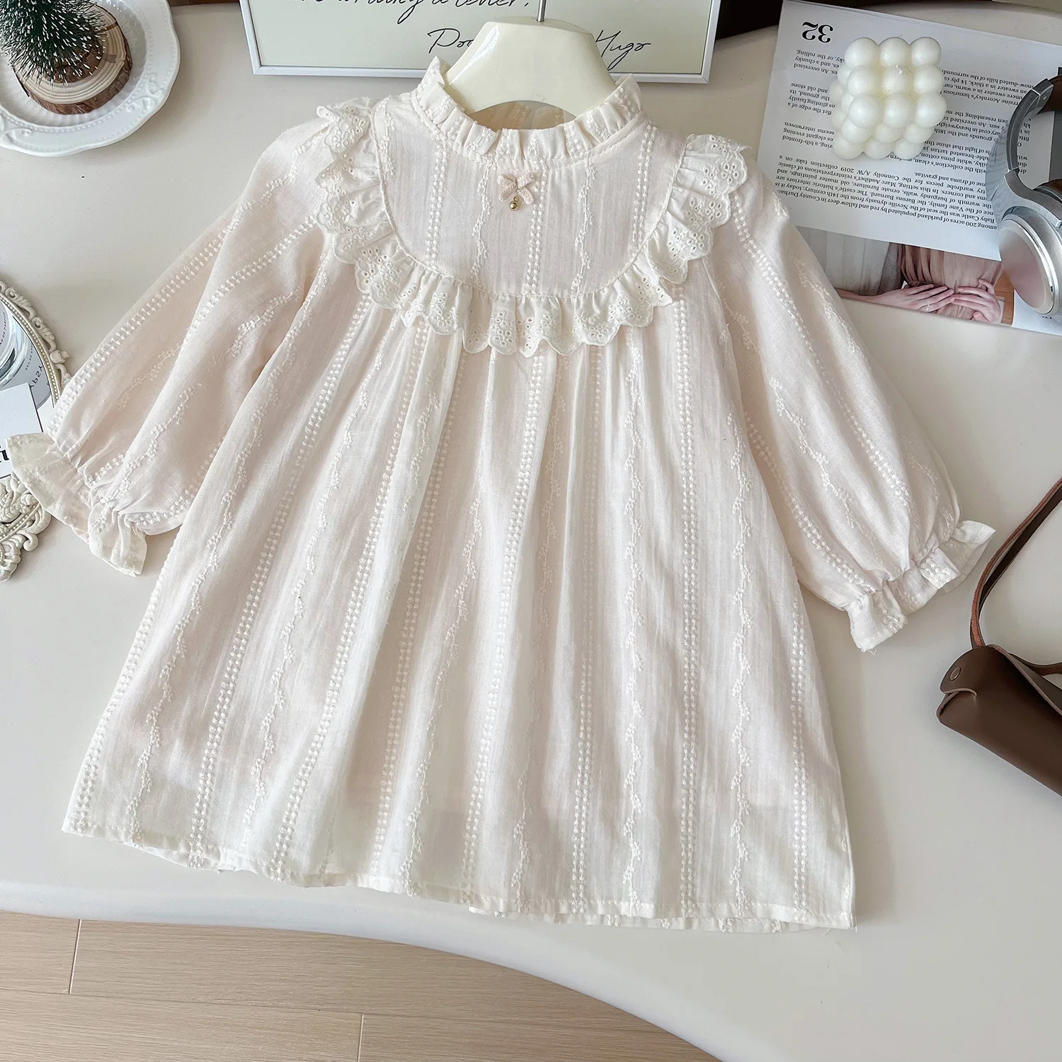 

Весенне-осенние платья принцессы на день рождения, детская одежда, Vestidos, От 2 до 10 лет, 2025 г., хлопковое платье с вышивкой для маленьких девочек, модное детское платье