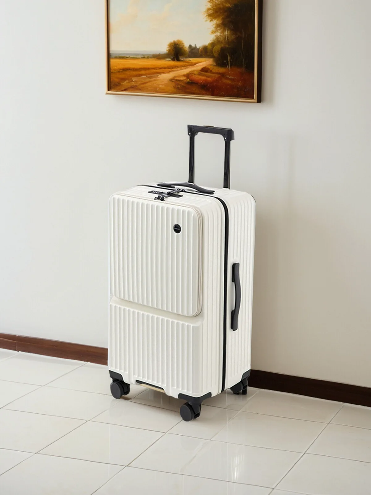 

2025 New Multi-Functional Lage Side Opening Frontal Password Travel Pull Rod Leather Suitcase for Men And Women