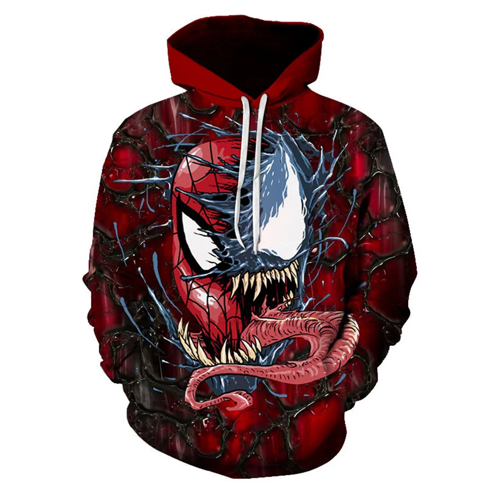 Venom Hoodie Marvel pria, pakaian pria ukuran besar, Hoodie ukuran besar, atasan modis, Pullover motif Superhero 3D, pakaian pria baru musim gugur