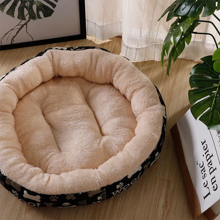 Hot luxury comfortable round cat pet bed wholesale deluxe fancy durable fabric lounger pet bed