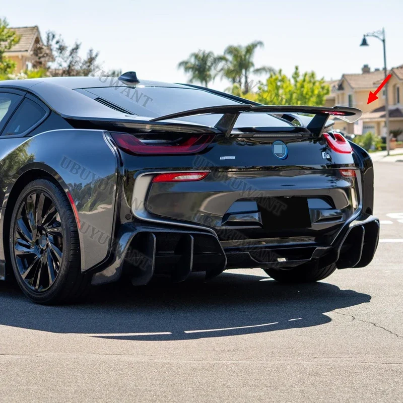 For BMW i8 GT Style High-Kick Rear Deck Spoiler Lid Tail Fin Carbon Fiber 2014-2019