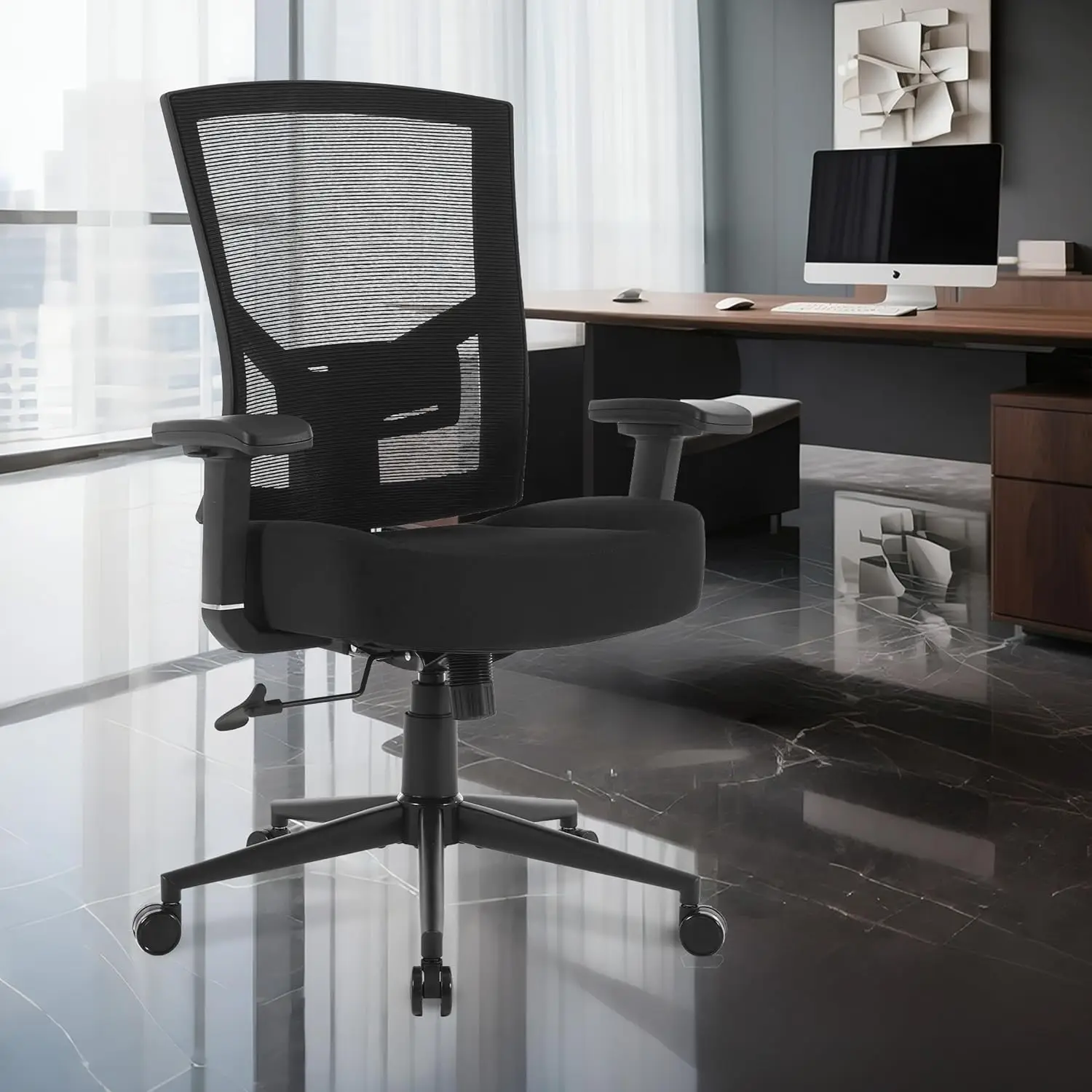 Mesh Office Chair for Eight - Hour Daily Work, Reading, Gaming, Big and Tall, 600lbs Capacity, Lumbar Support