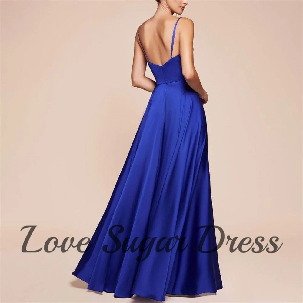 Simple A Line Evening Dresses For Women V Neck Sleeveless Prom Dress Sexy Backless High Slit Formal Party Gowns платье вечернее